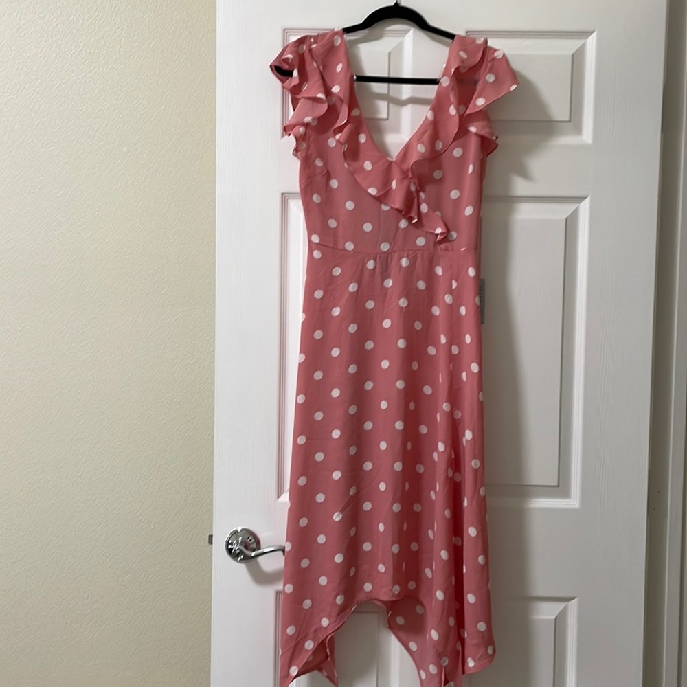 Brand New Kenedik Pink/White polka dot dress